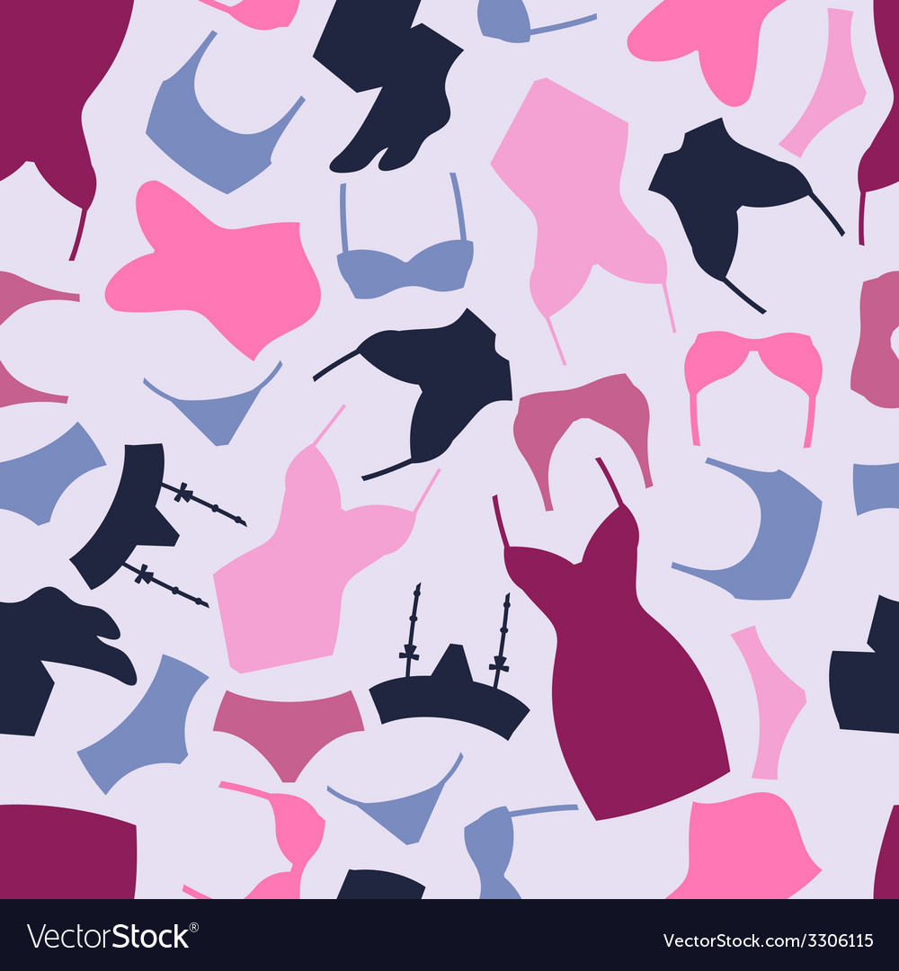 Fashion Lingerie Seamless Pattern With Female Vector Image