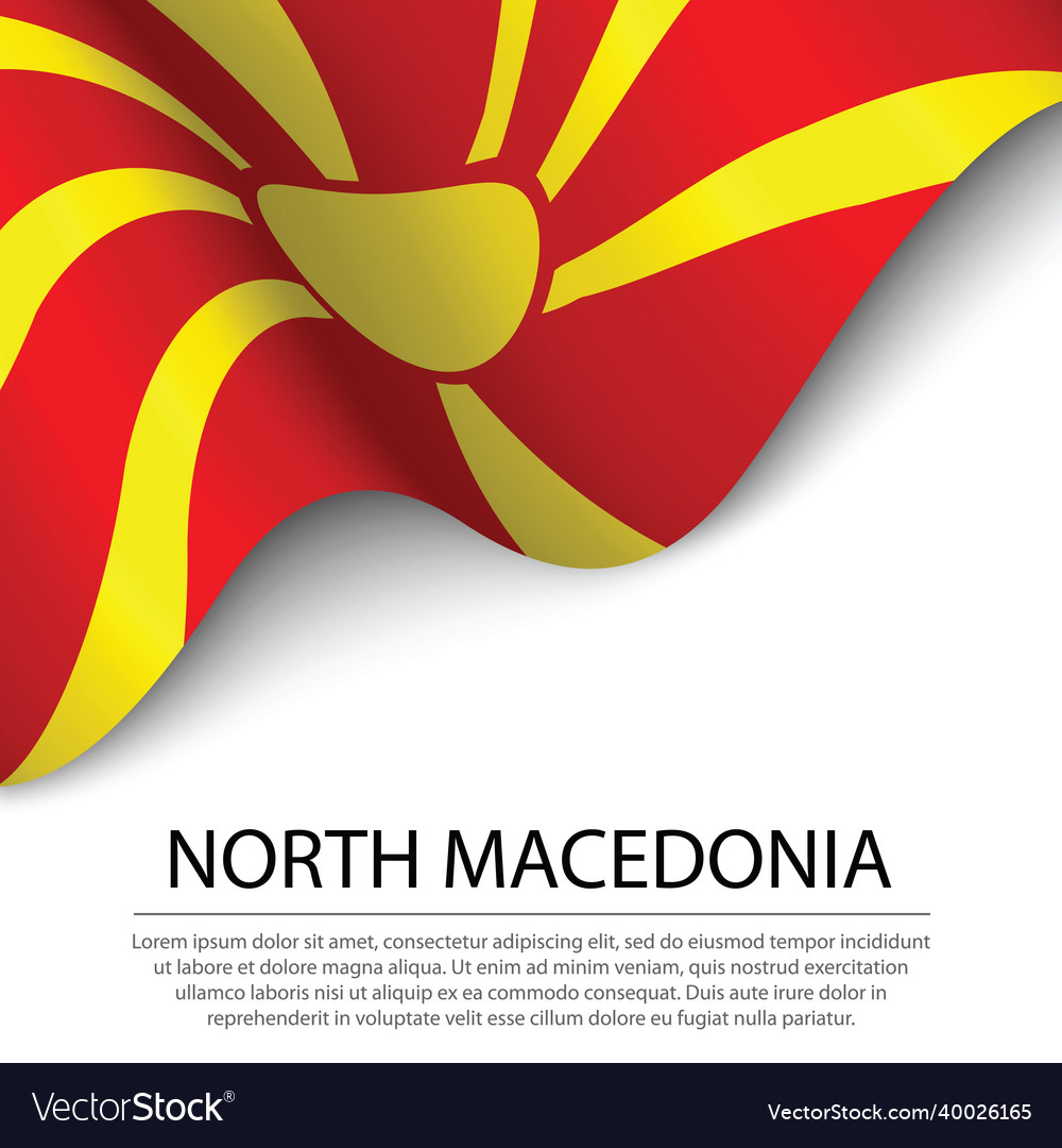 Waving Flag Of North Macedonia On White Royalty Free Vector