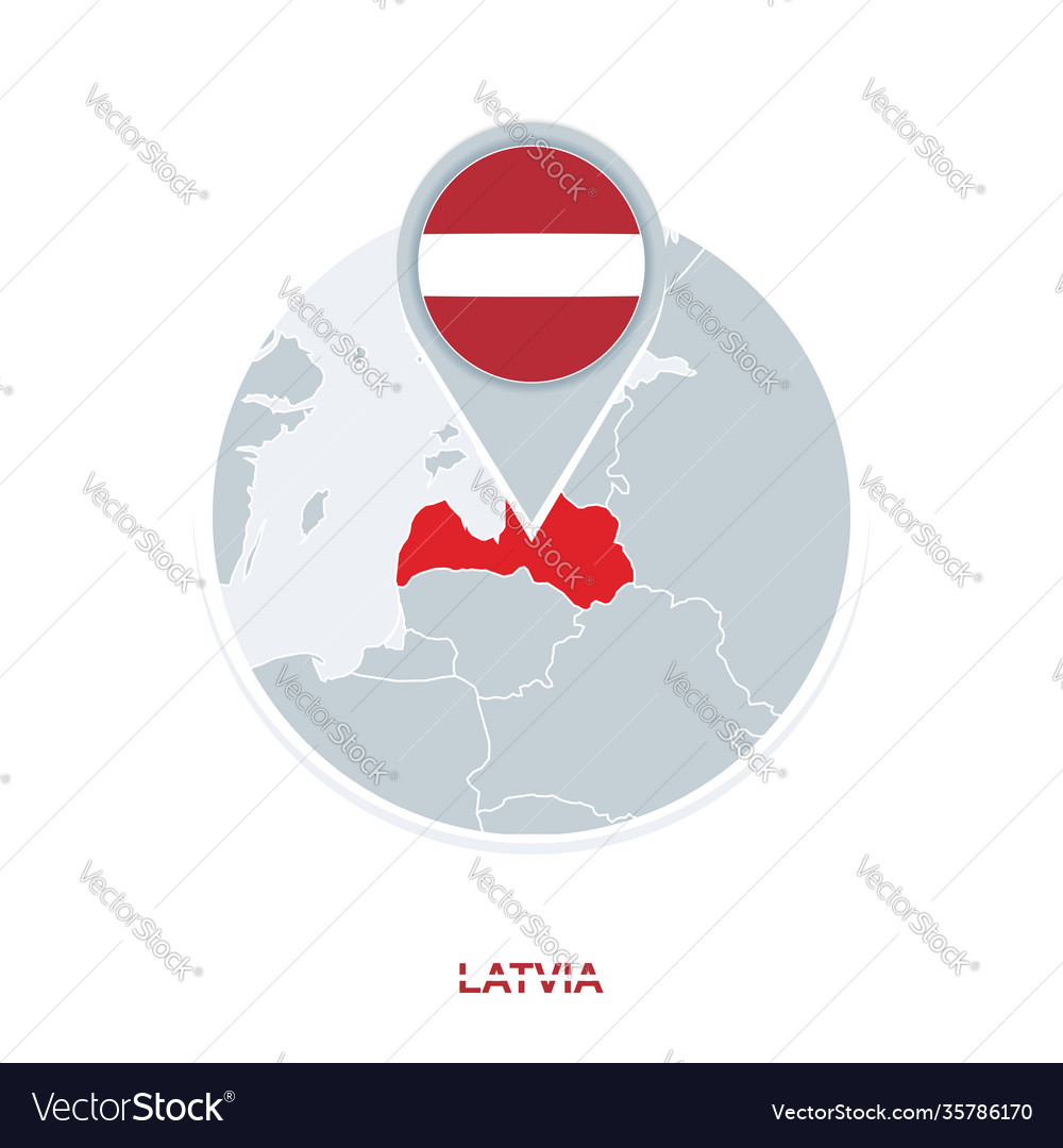 Latvia Map And Flag Map Icon With Highlighted Vector Image