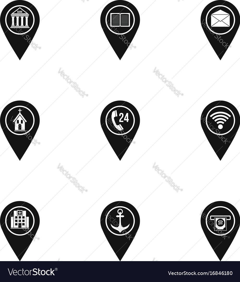 Map Pins Icon Set Simple Style Royalty Free Vector Image