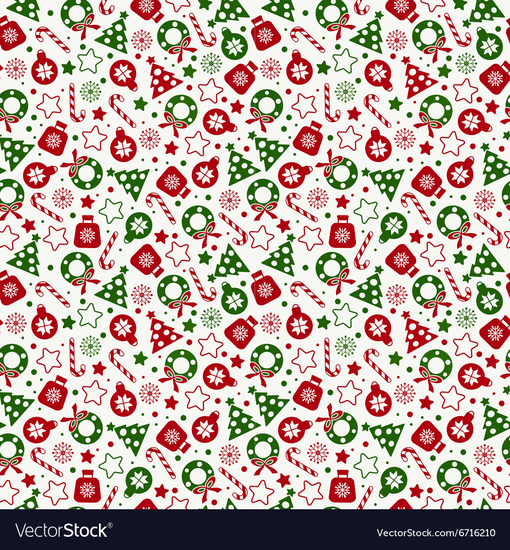 Seamless Pattern Of Christmas Texture Icons Vector Image