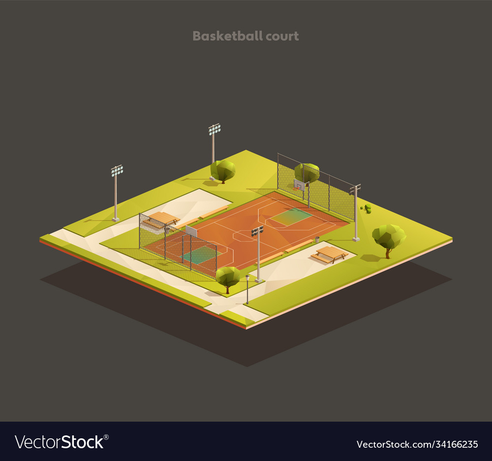 Isometric Basketball Court Arena Royalty Free Vector Image