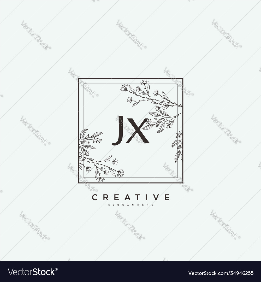 Jx Beauty Initial Logo Art Handwriting Logo Vector Image