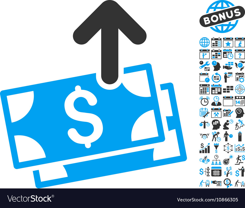 Send Banknotes Flat Icon With Bonus Royalty Free Vector