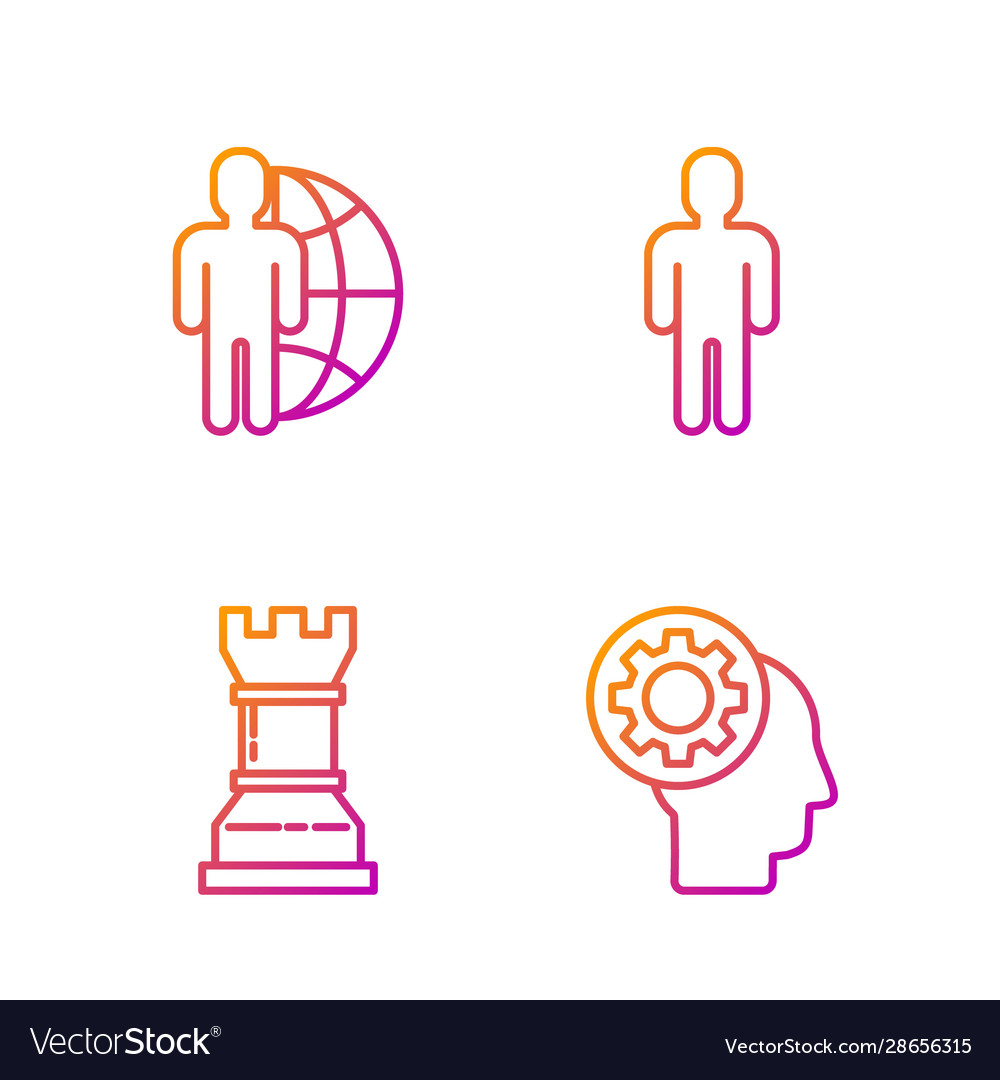 Set Line Human Head With Gear Inside Business Vector Image