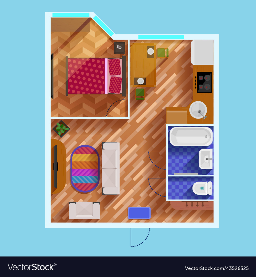 Floor Plan Of One Bedroom Apartment Royalty Free Vector