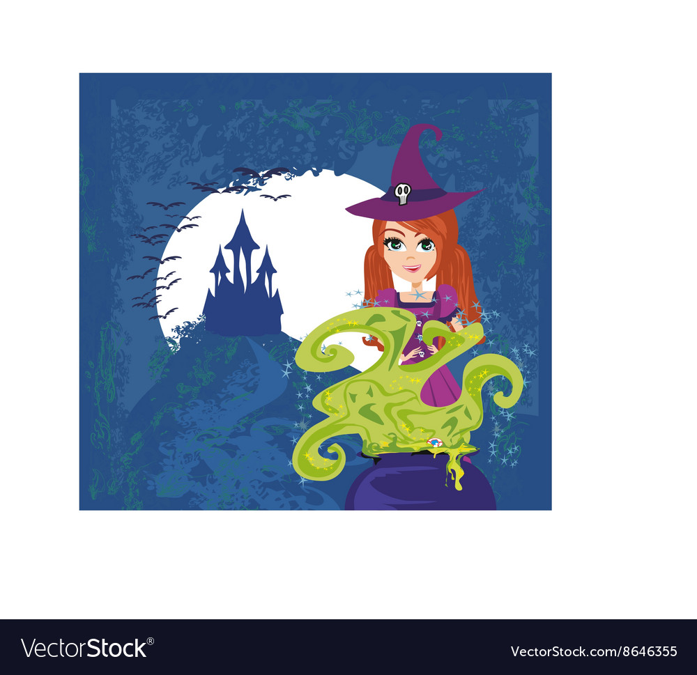 Halloween Witch Preparing Potion Royalty Free Vector Image