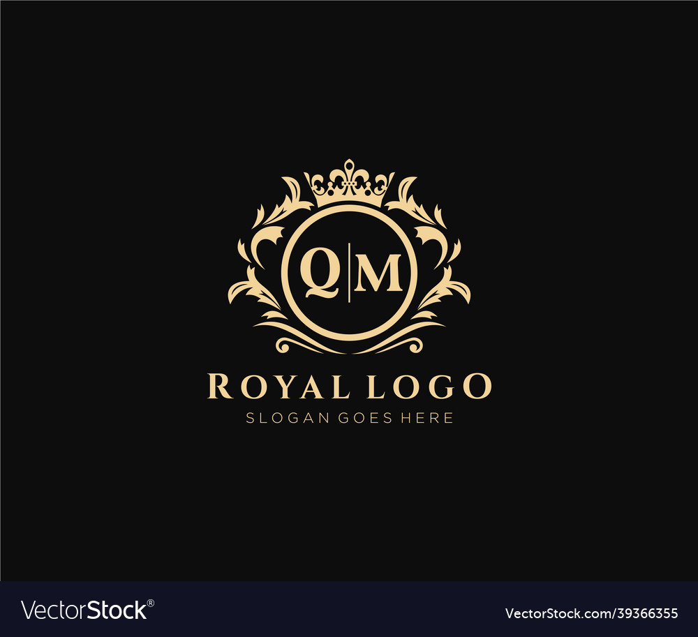 Initial Qm Letter Luxurious Brand Logo Template Vector Image