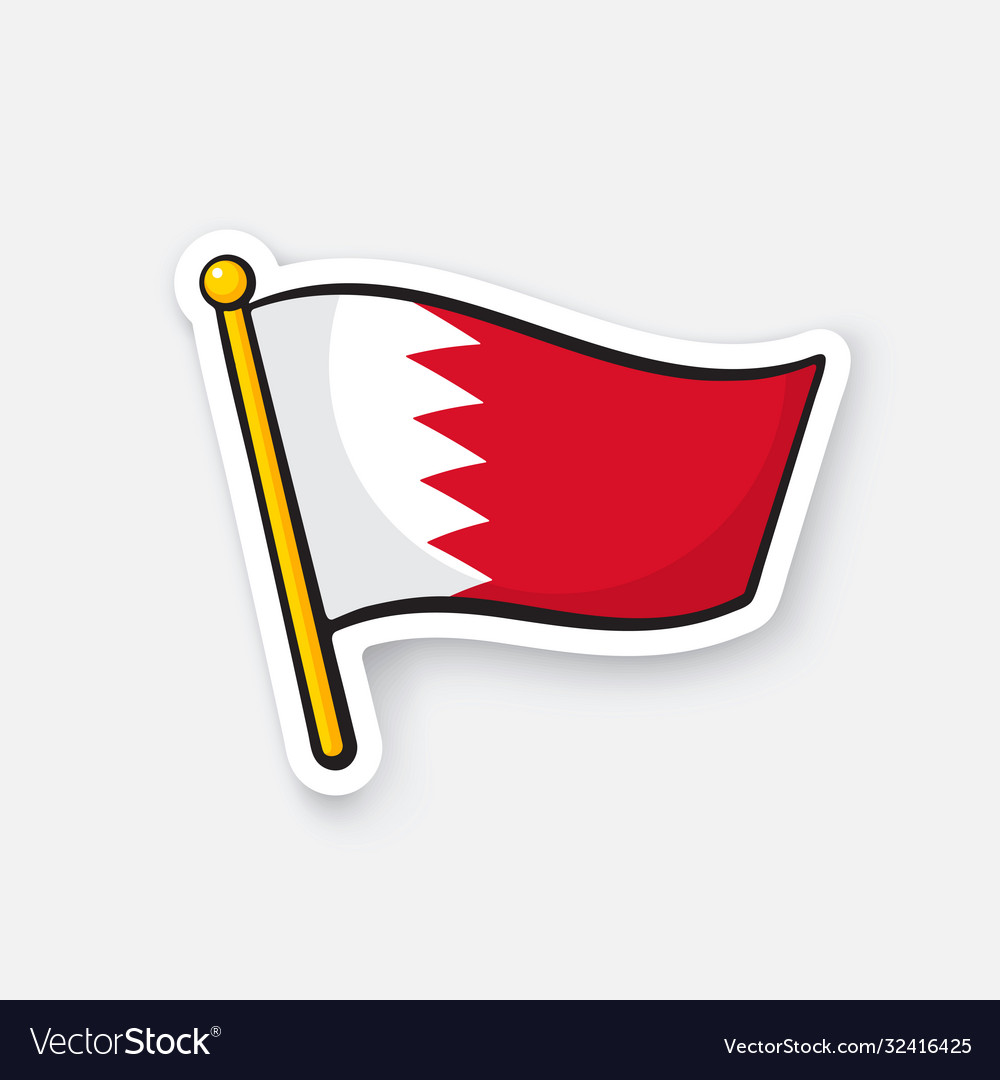 Sticker Flag Bahrain On Flagstaff Royalty Free Vector Image