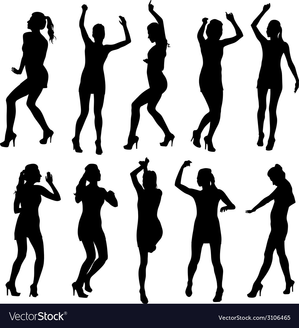 Beautiful Women Dancing Silhouette Isolated Vector Image