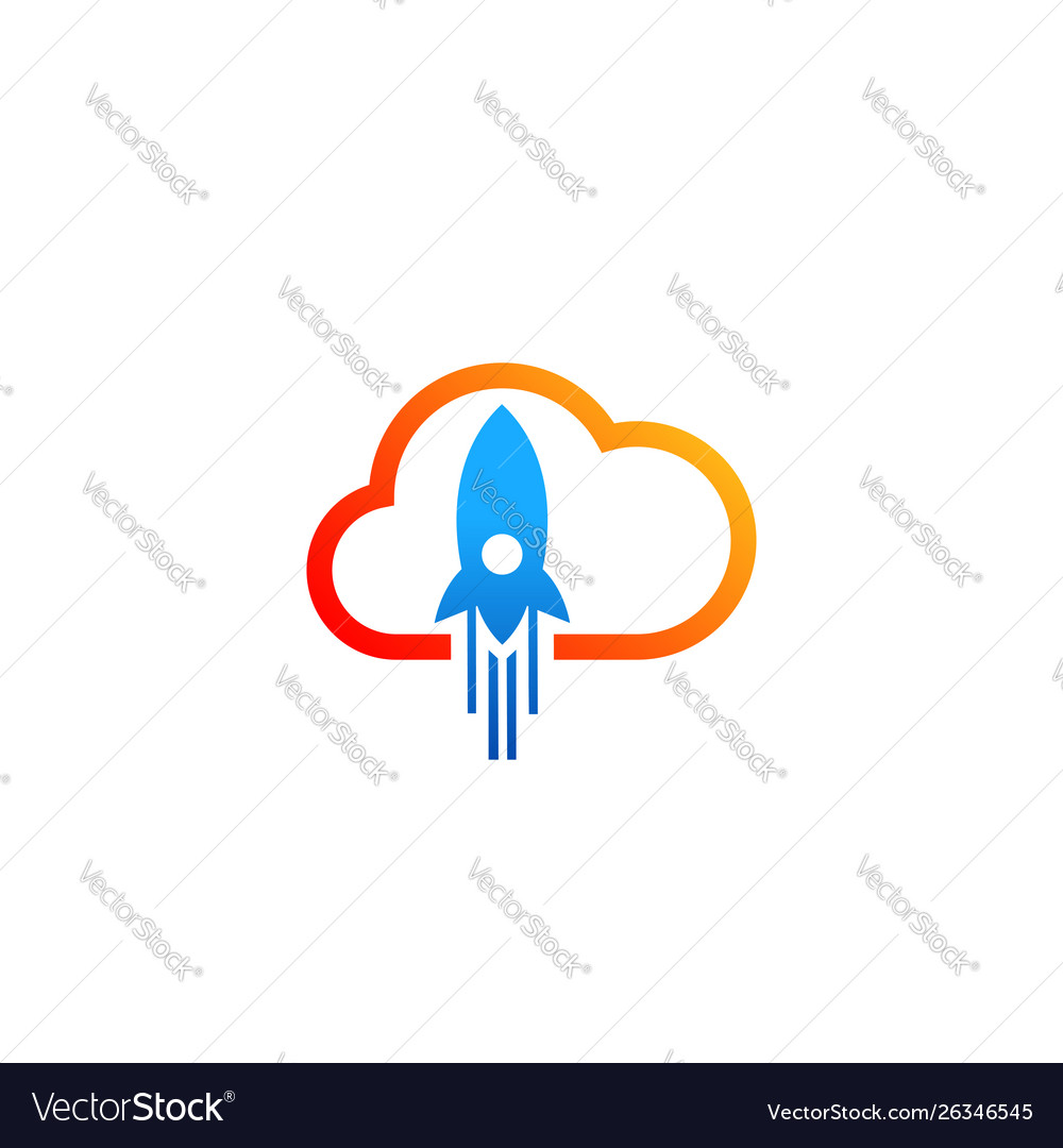 Rocket Cloud Logo Design Template Tech Royalty Free Vector