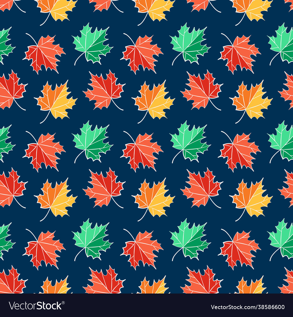 Autumn Seamless Pattern With Maple Leaves Vector Image