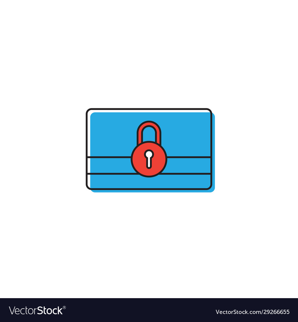 Credit Card With Lock Icon Isolated On White Vector Image