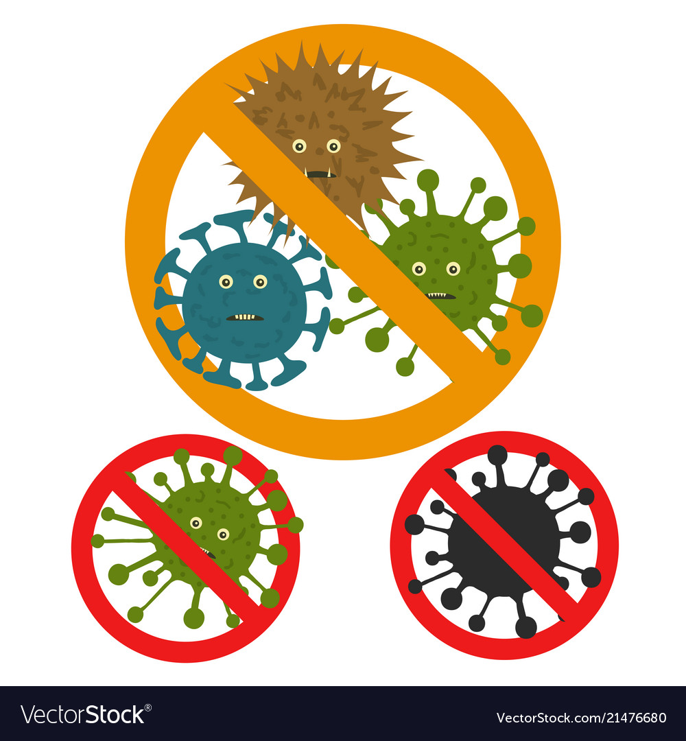 Stop Microbe Microscopic Viruses Royalty Free Vector Image