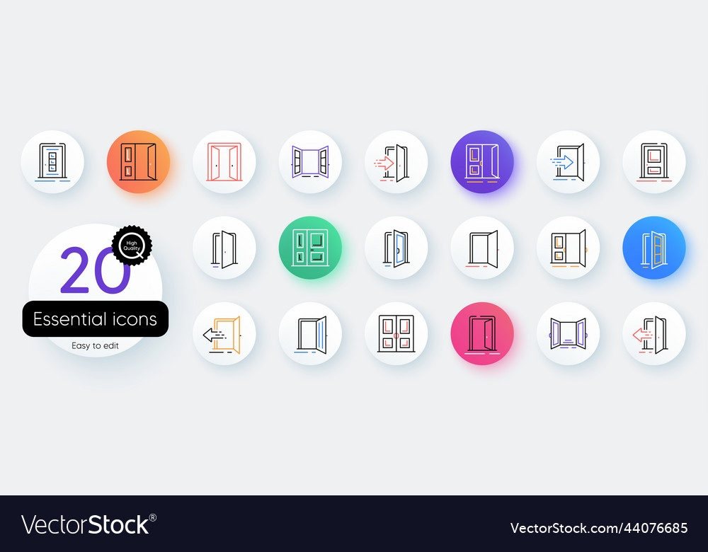 Entrance Line Icons Open Door Building Entry Vector Image