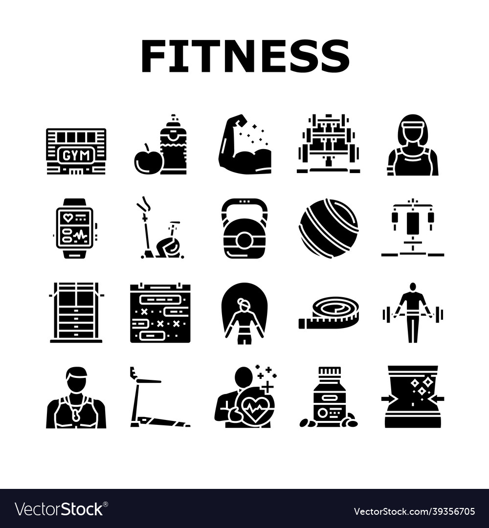 Fitness Health Athlete Training Icons Set Vector Image