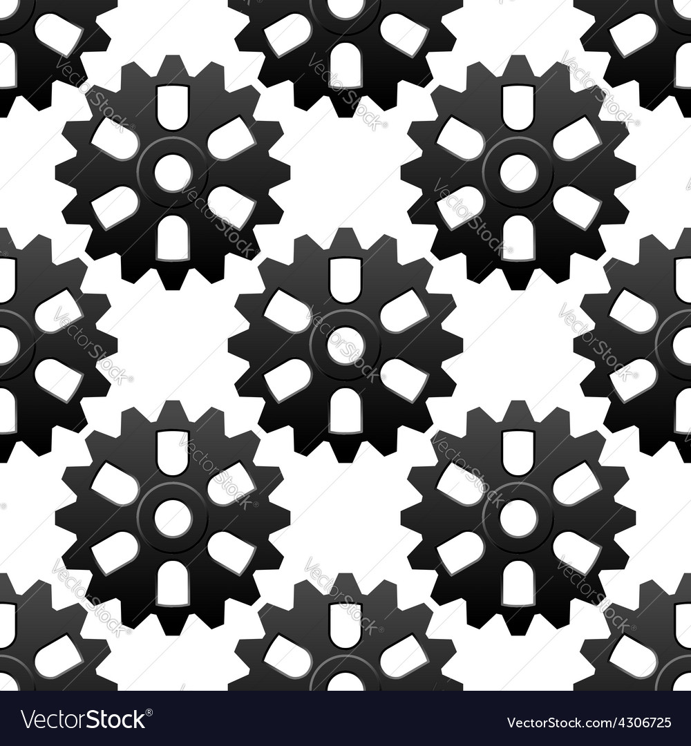 Mechanical Seamless Pattern With Cogwheels Vector Image