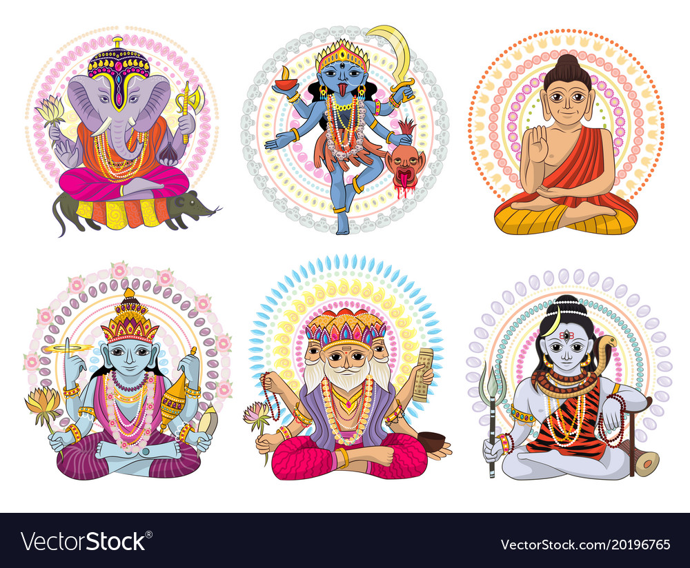 Indian God Hinduism Godhead Of Goddess And Vector Image