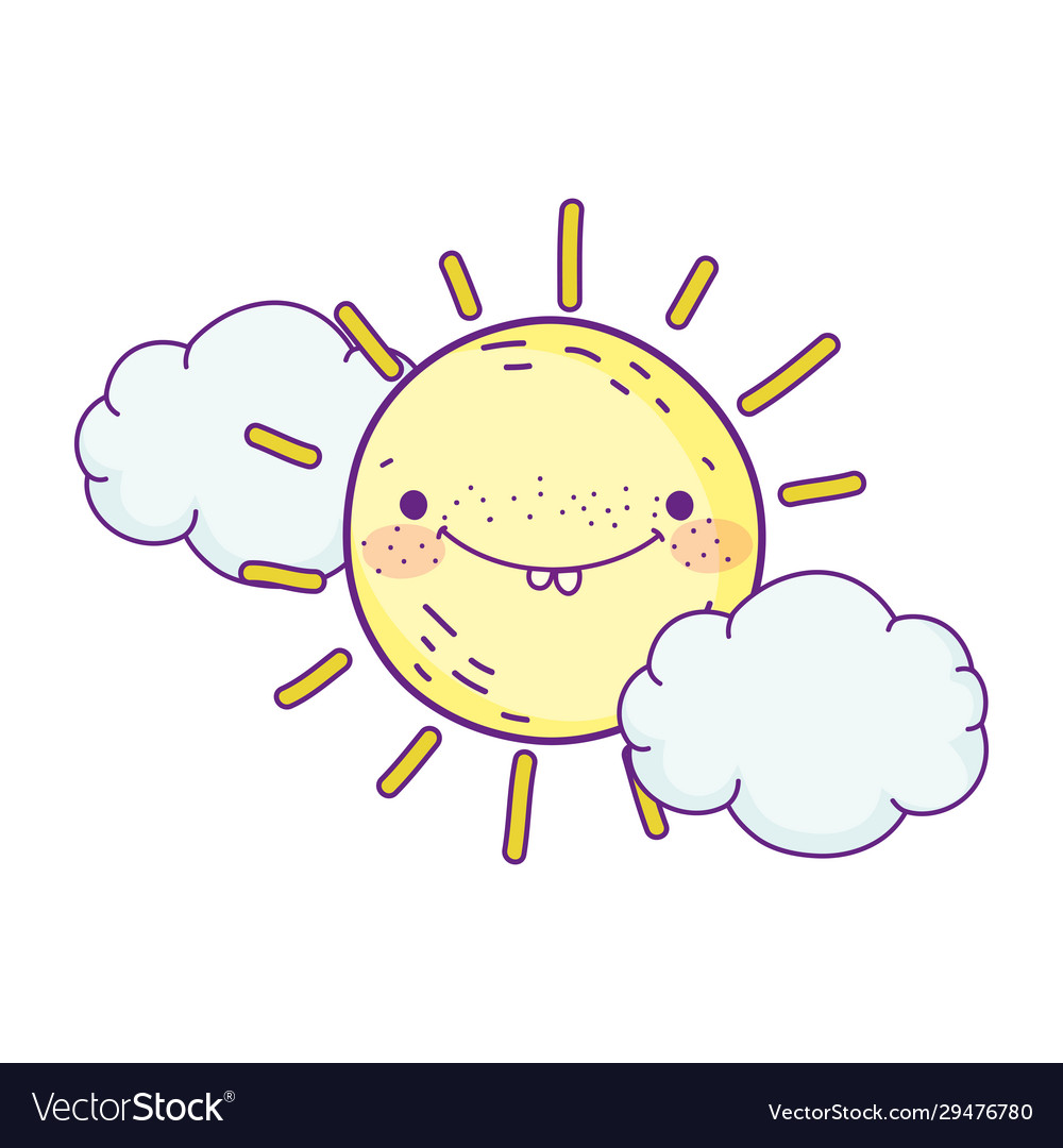 Cartoon Character Sun Clouds Weather Design Vector Image