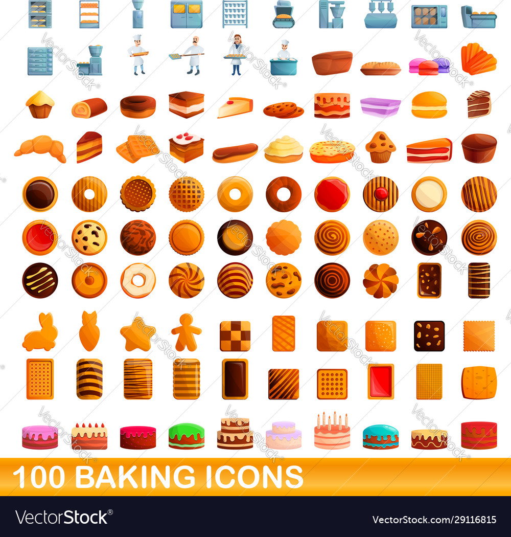 Baking Icons Set Cartoon Style Royalty Free Vector Image