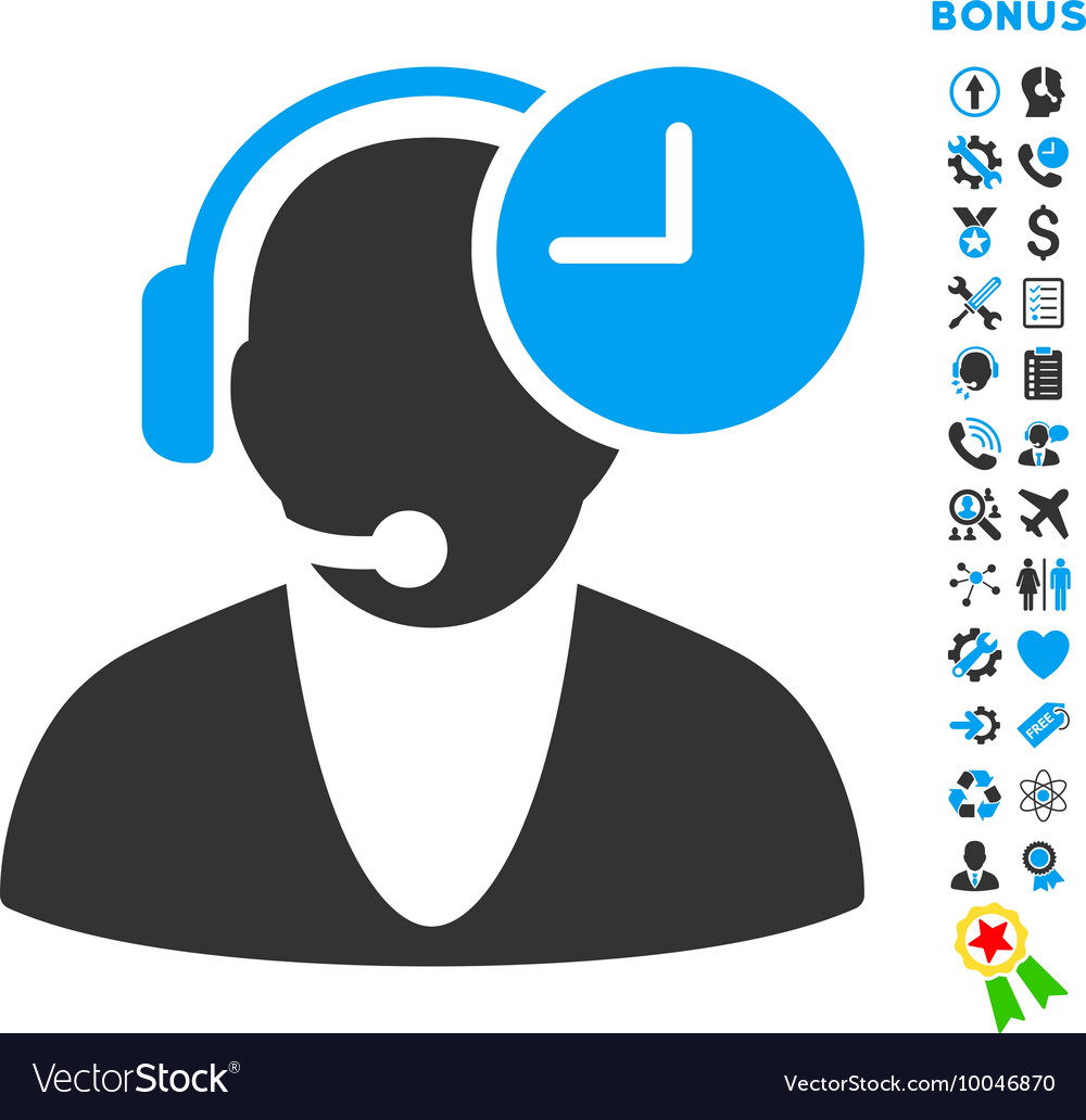 Operator Time Flat Icon With Bonus Royalty Free Vector Image