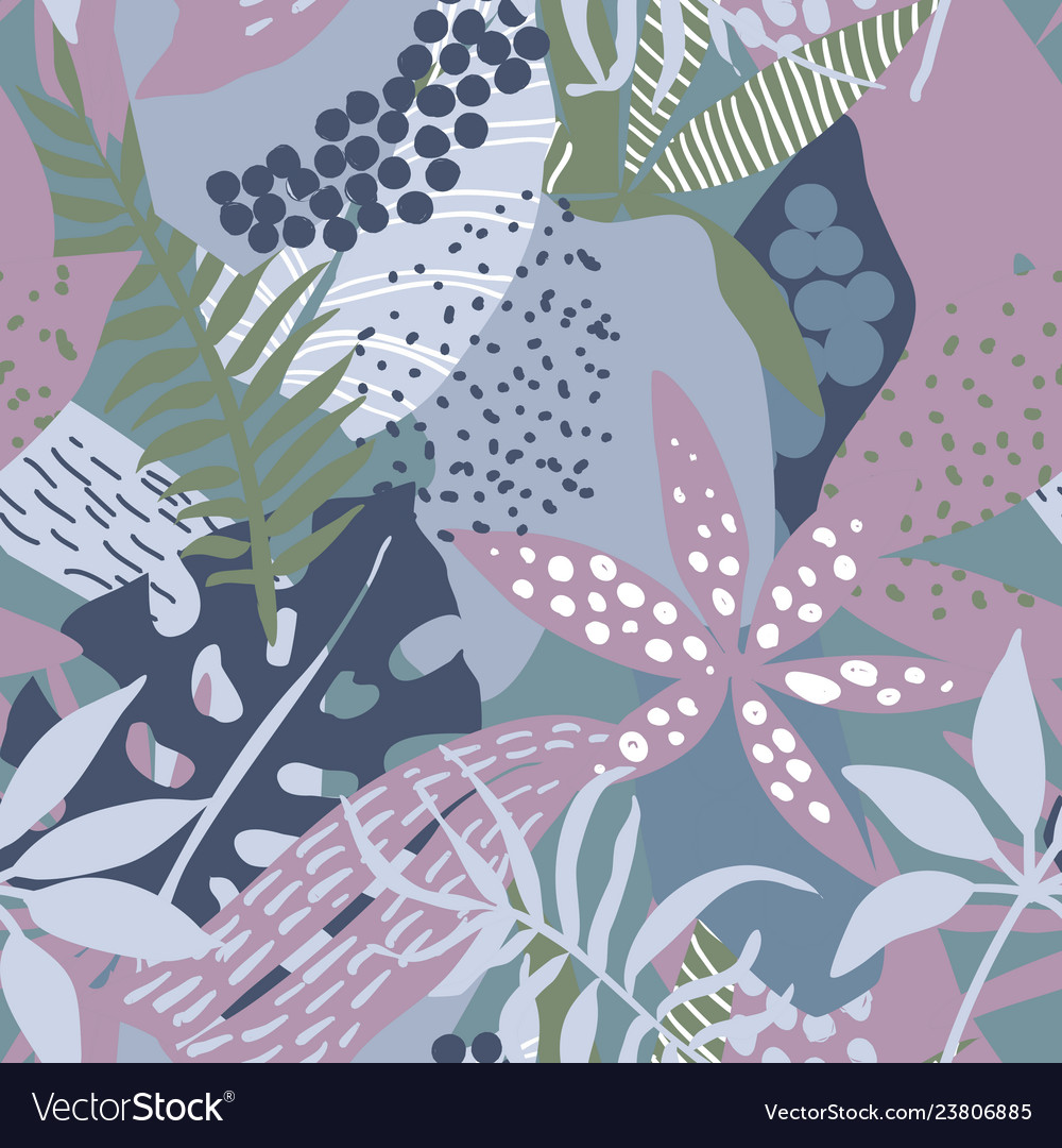 Seamless Pattern With Tropical Plants Royalty Free Vector