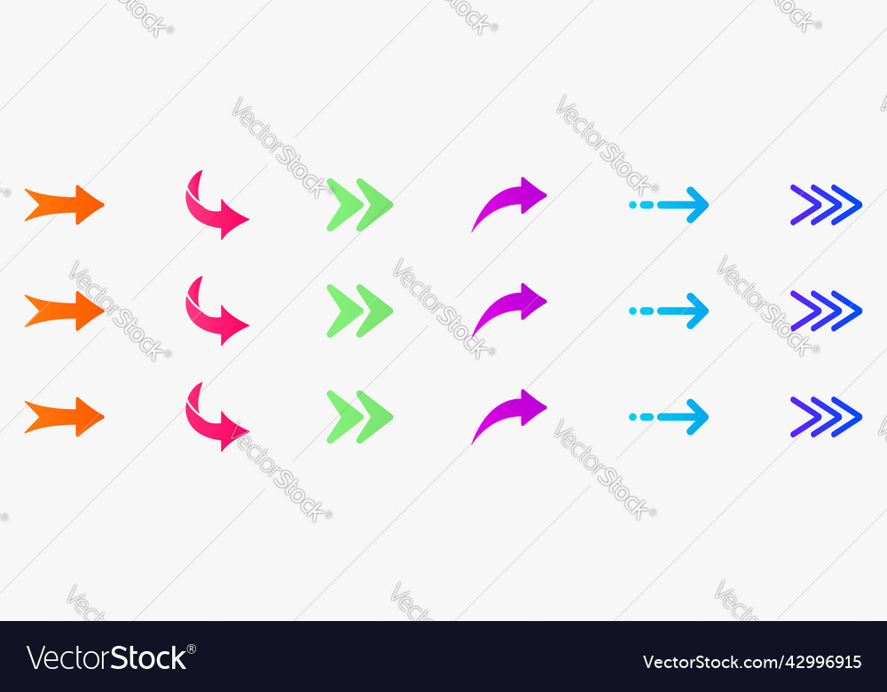 Color Arrow Digital Icon Set In Neumorphism Style Vector Image