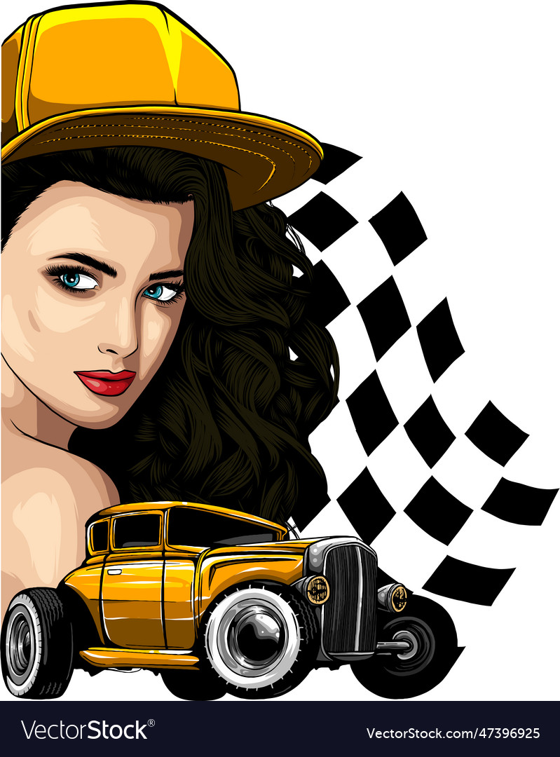 Hot Rod Digital Hand Draw Royalty Free Vector Image