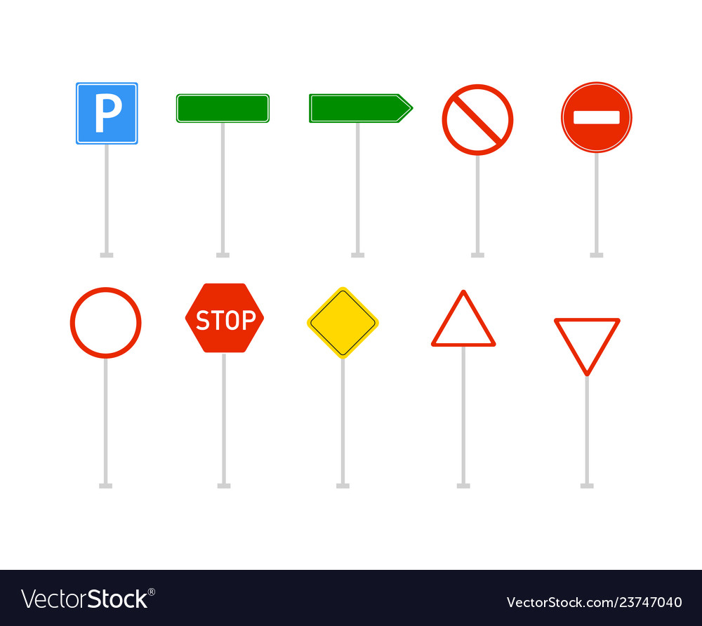 Road Signs Isolated Royalty Free Vector Image Vectorstock