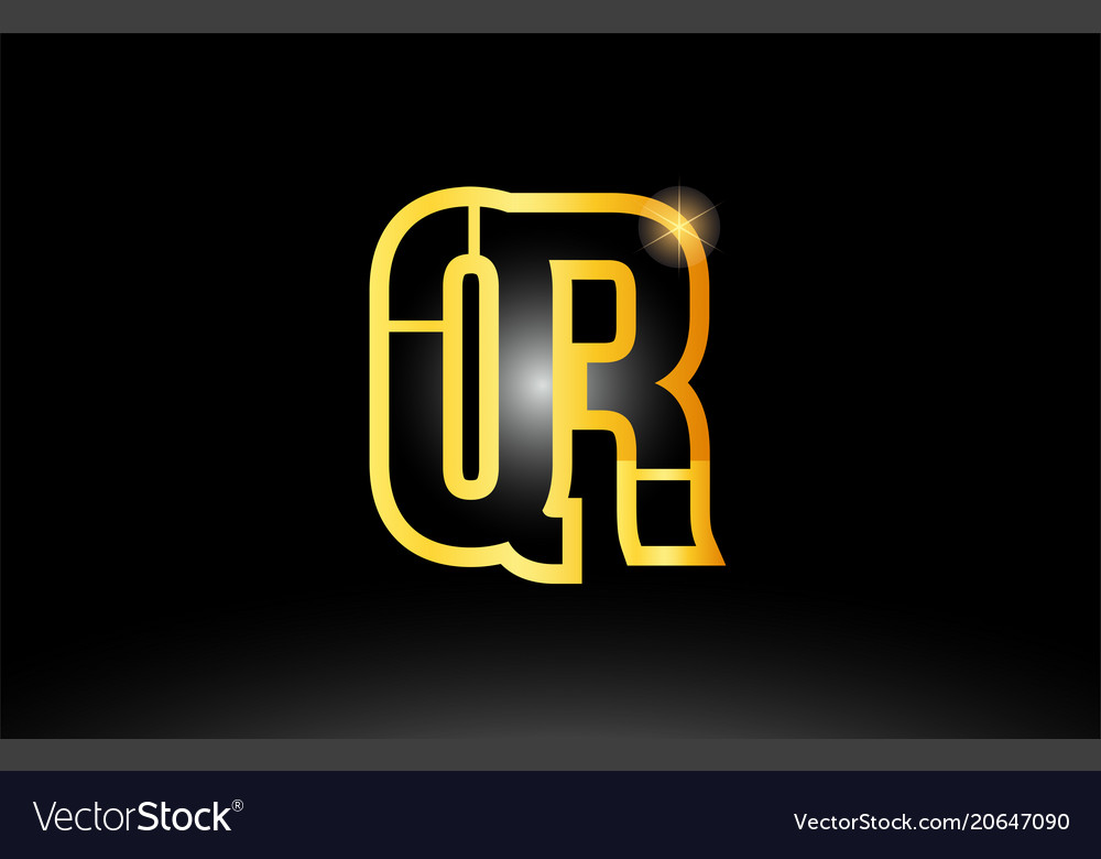 Gold Black Alphabet Letter Qr Q R Logo Royalty Free Vector