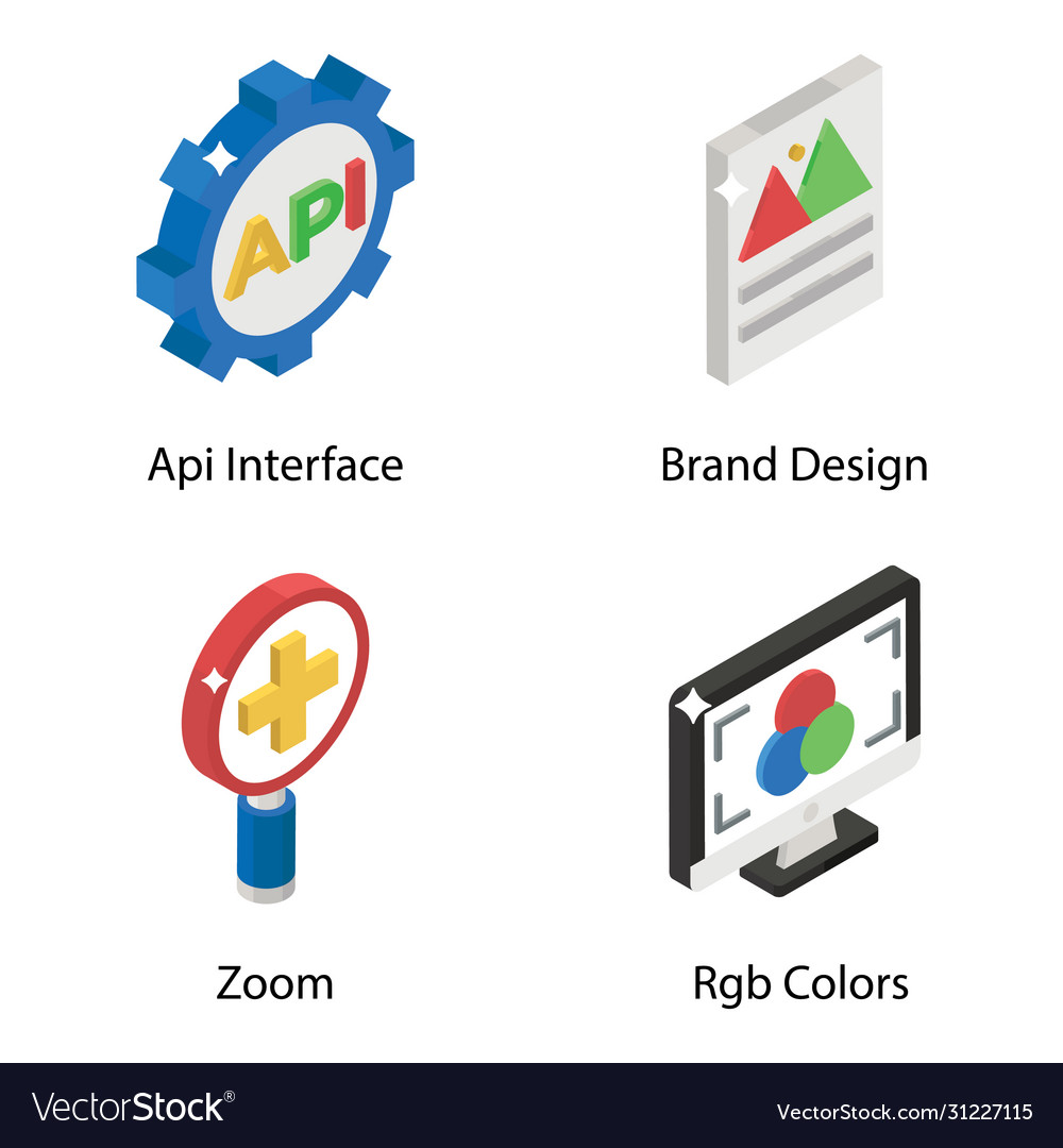 Graphic Design Setting Isometric Icons Pack Vector Image