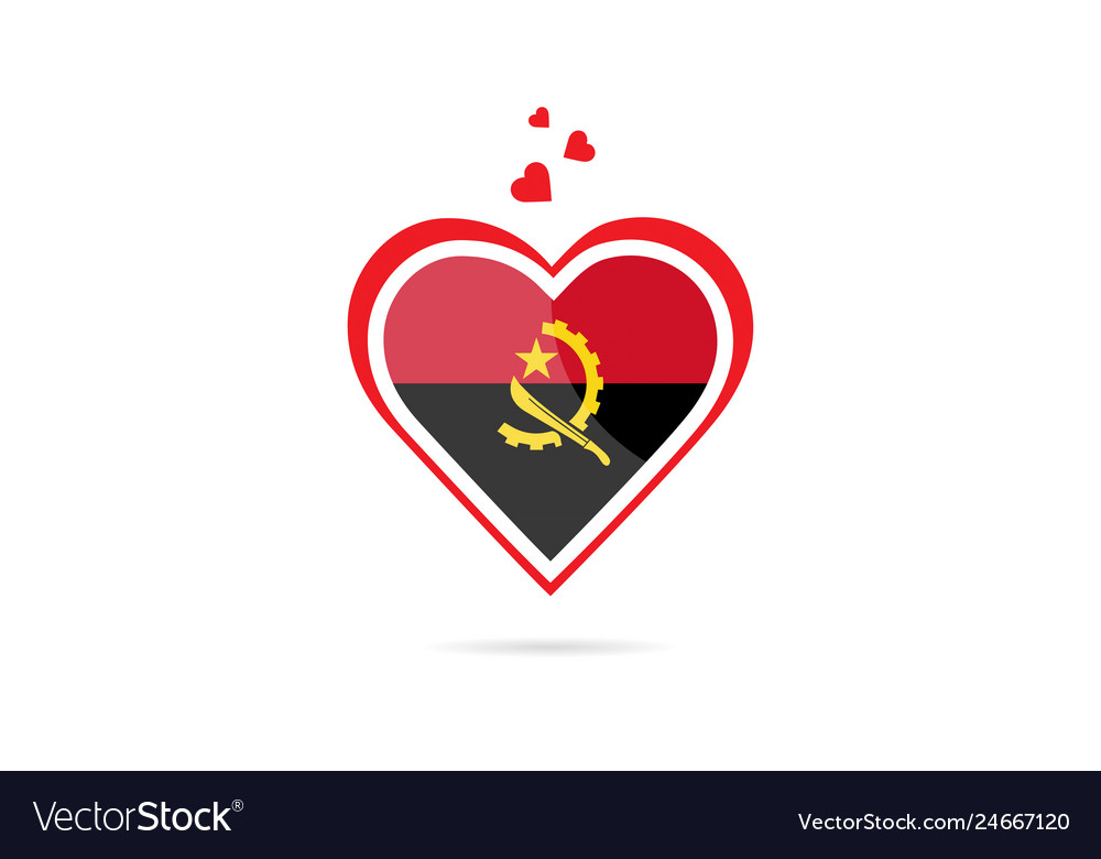 Angola Country Flag Inside Love Heart Creative Vector Image