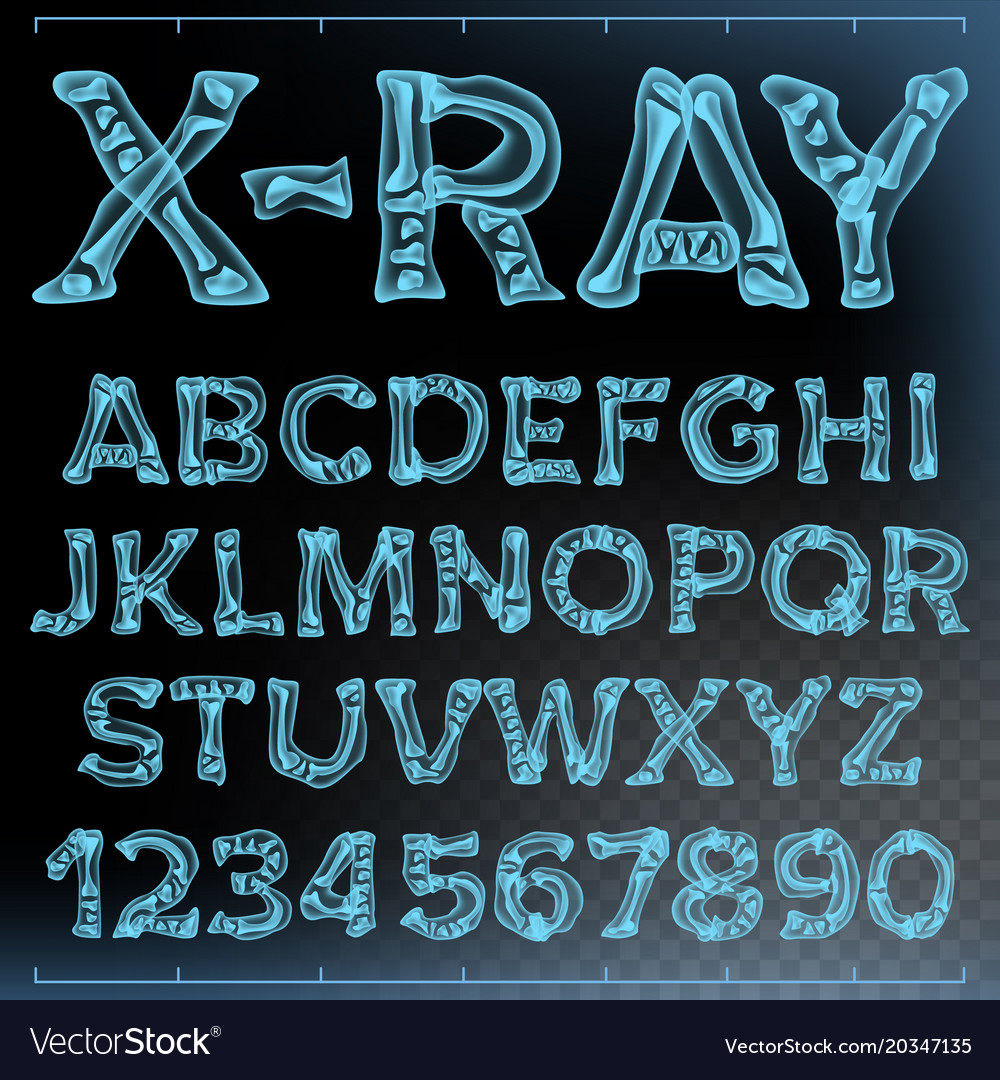 X Ray Font Transparent Roentgen Alphabet Vector Image