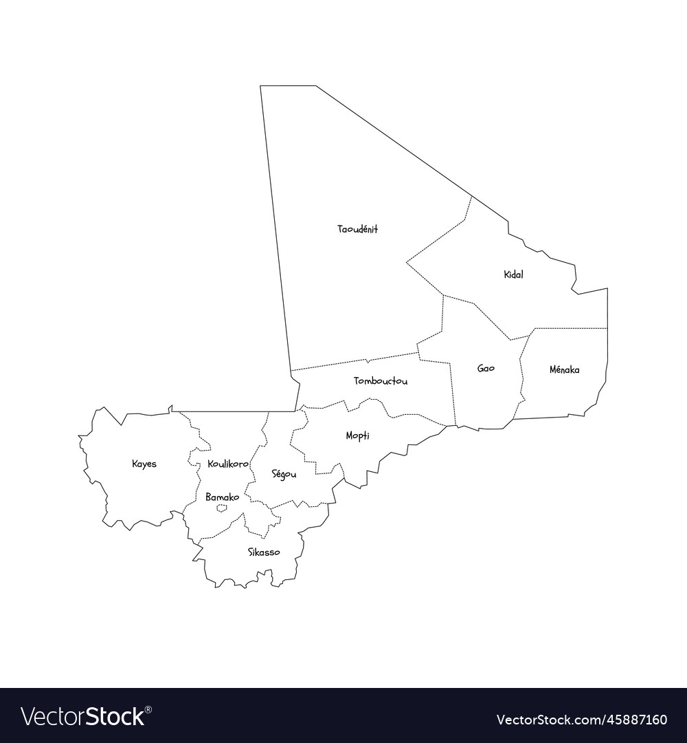 Mali Political Map Of Administrative Divisions Vector Image