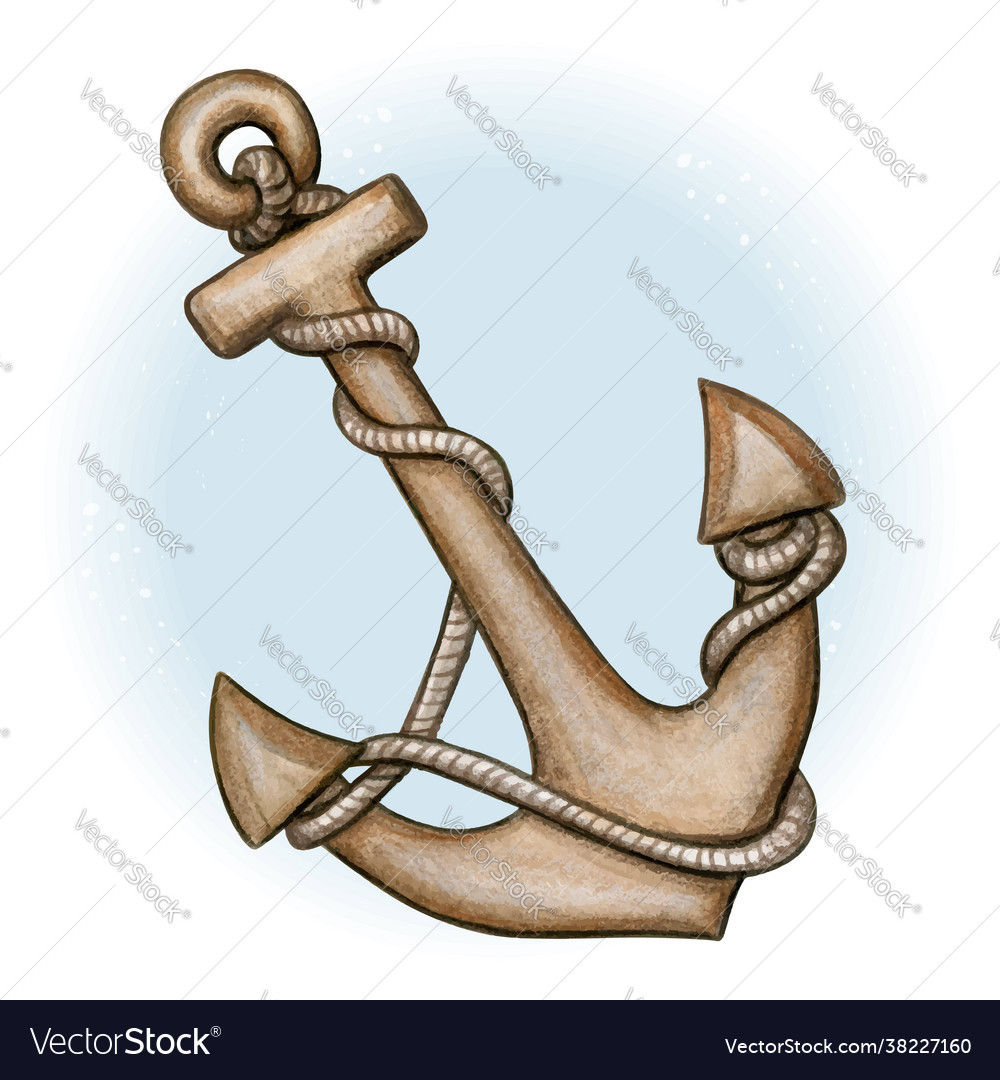 Watercolor Anchor With Rope Royalty Free Vector Image