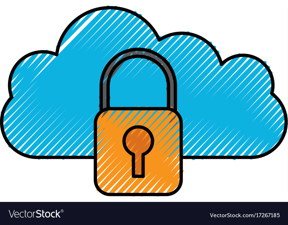 Cloud Padlock Security Protection System Vector Image