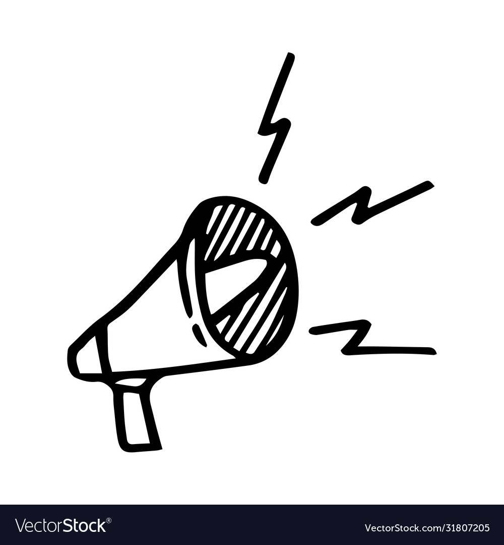 Hand Drawn Doodle Megaphone Royalty Free Vector Image