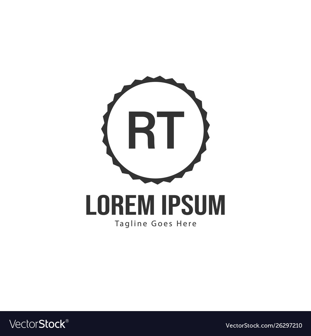 Initial Rt Logo Template With Modern Frame Vector Image