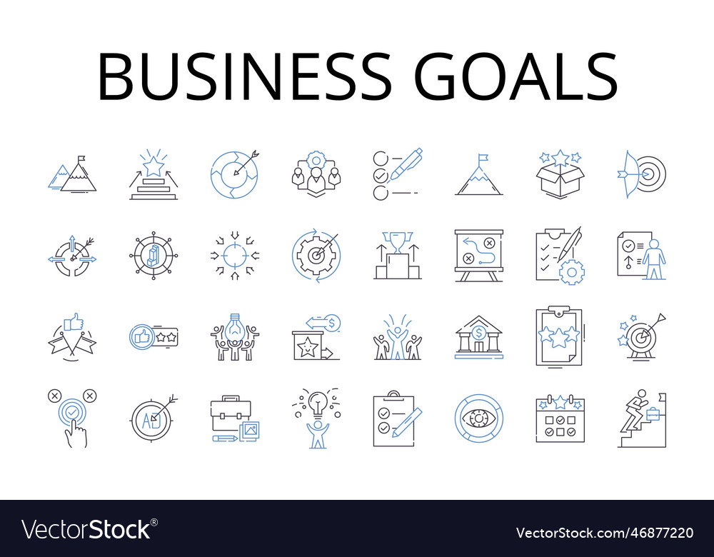 Business Goals Line Icons Collection Financial Vector Image