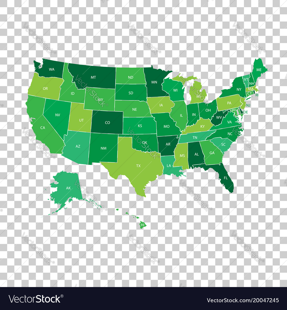 High Detailed Usa Map With Federal States United Vector Image