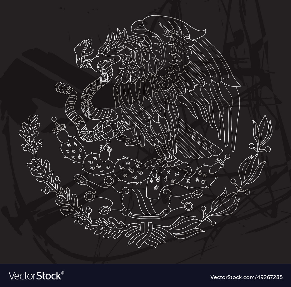 Mexican Coat Of Arms With Eagle Flag Emblem Vector Image