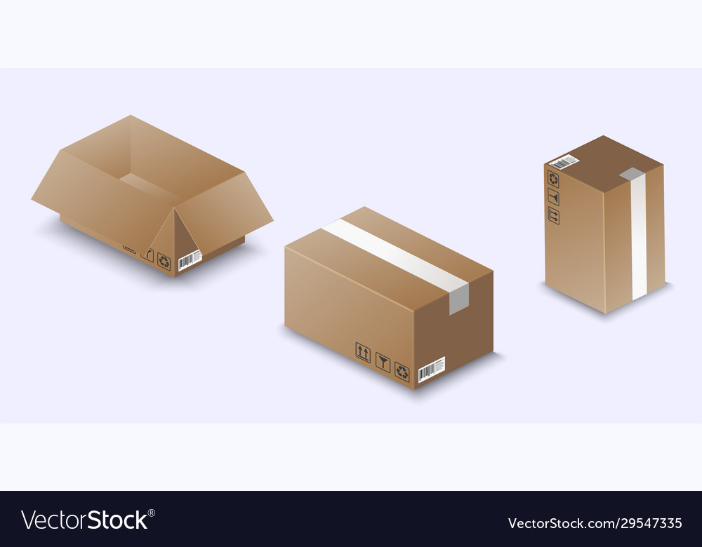 Opened And Closed Cardboard Boxes Isolated Vector Image