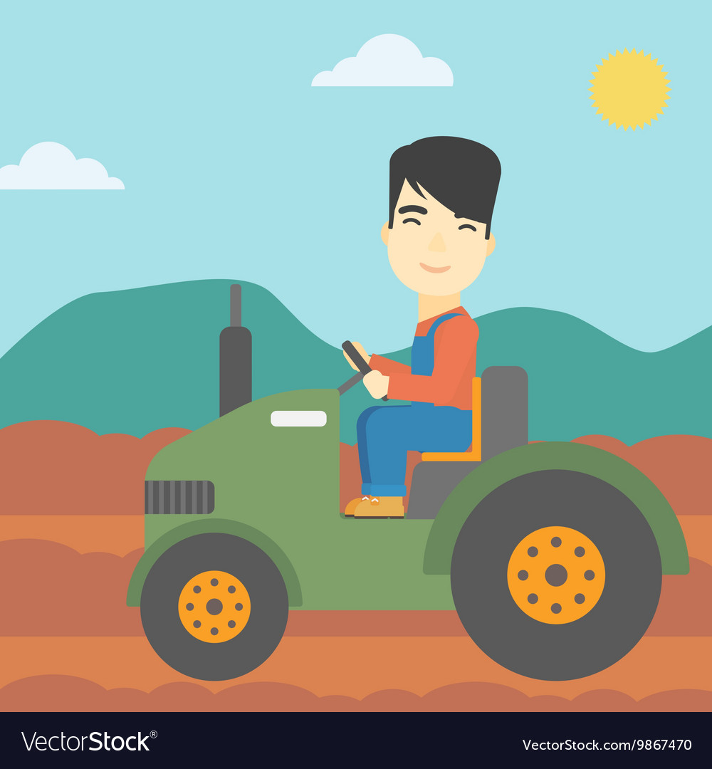 Farmer Driving Tractor Royalty Free Vector Image