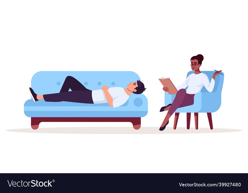 Private Therapy Session Semi Flat Rgb Color Vector Image