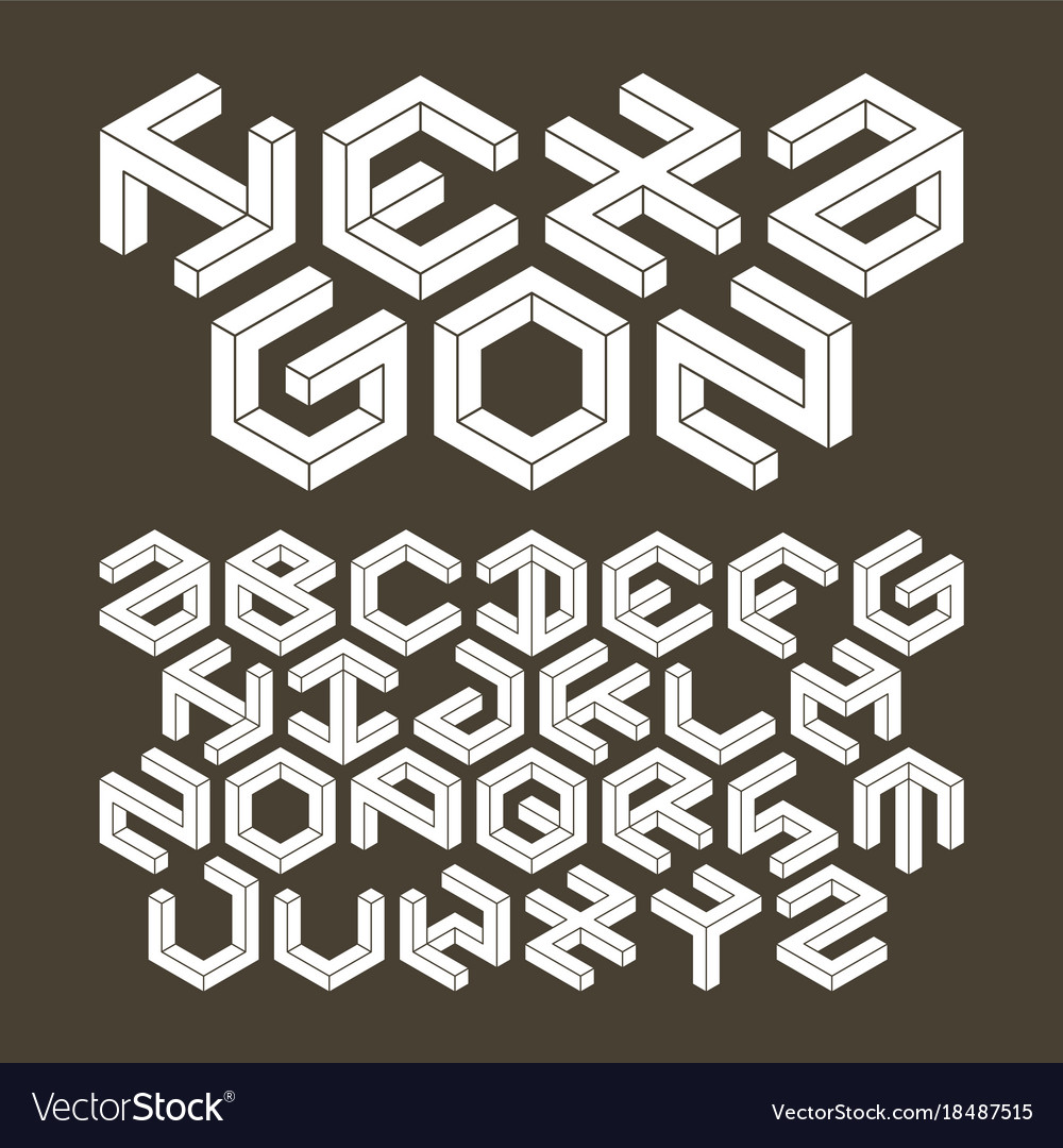 Hexagon Alphabet Made Impossible Shapes Royalty Free Vector