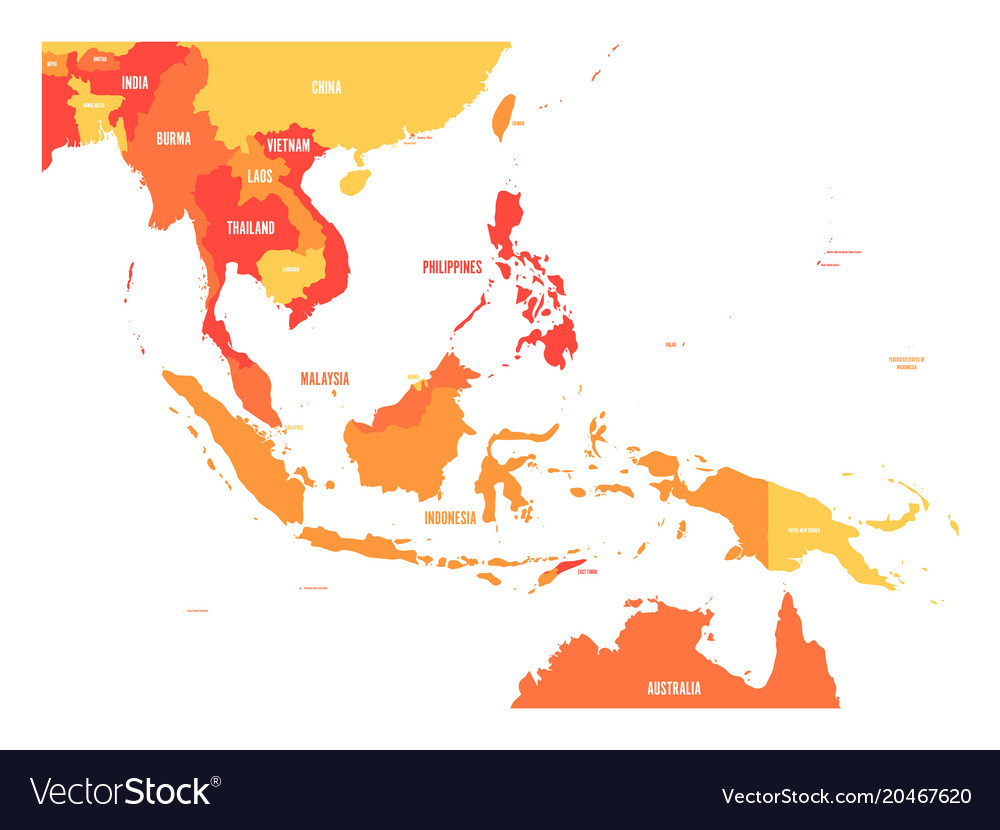 Map Of Southeast Asia In Shades Royalty Free Vector Image