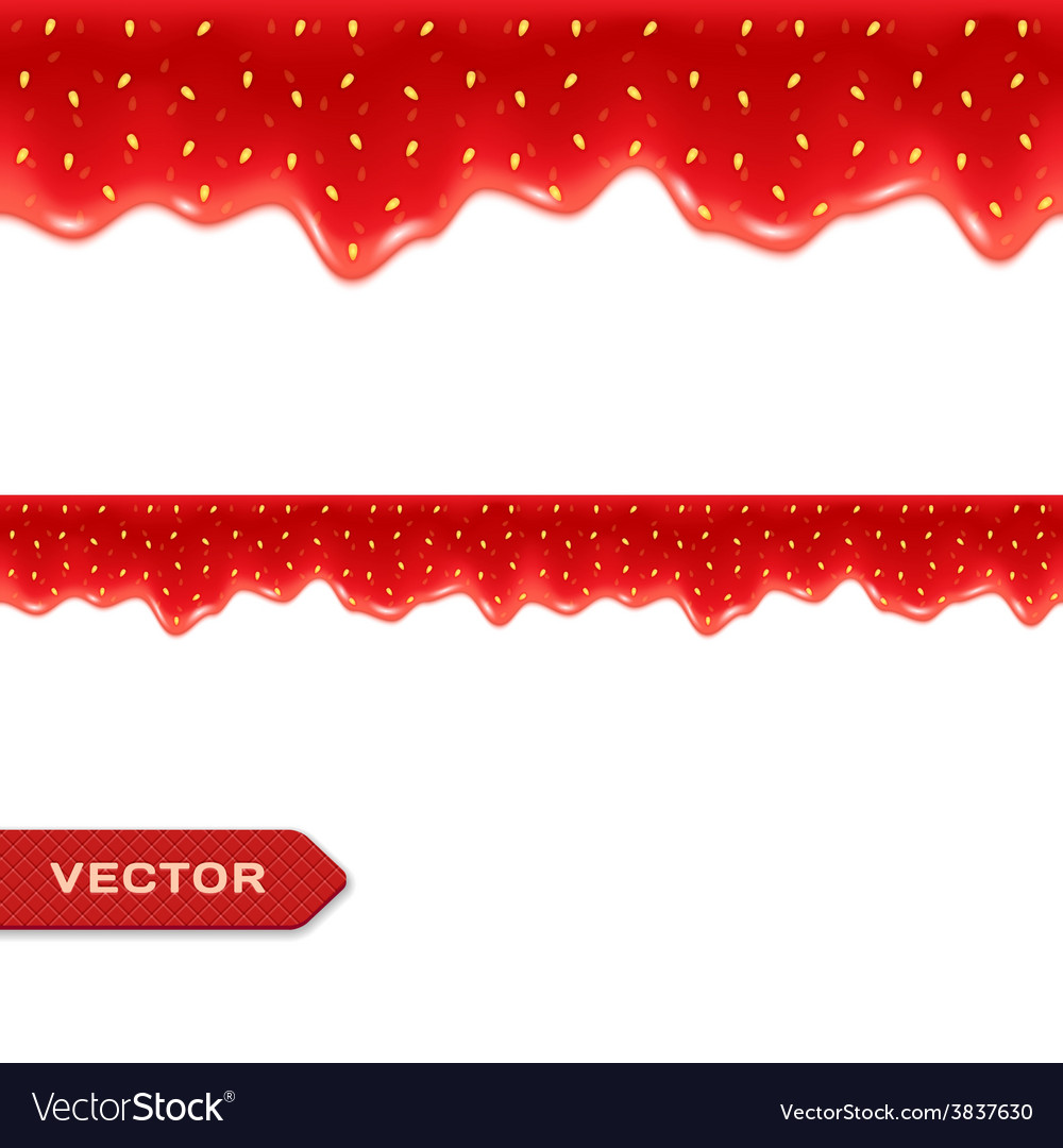 Strawberry Jam Drips Seamless Border Royalty Free Vector