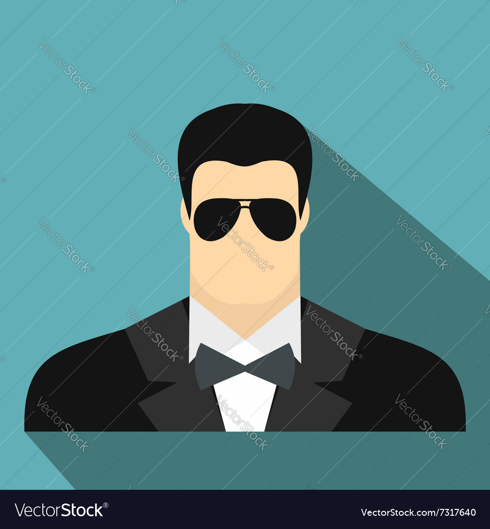 Bodyguard Agent Man Flat Icon Royalty Free Vector Image