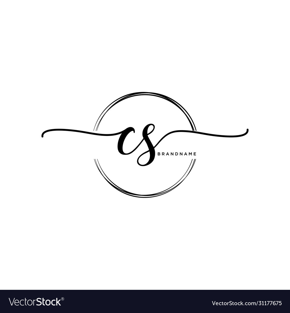 Cs Initial Handwriting Logo With Circle Template Vector Image