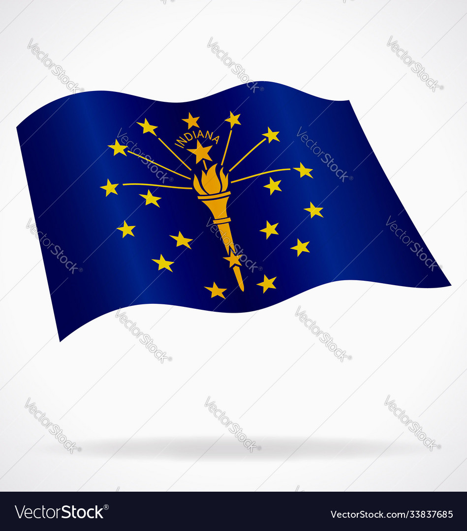 Indiana In State Flag Flying Waving Royalty Free Vector